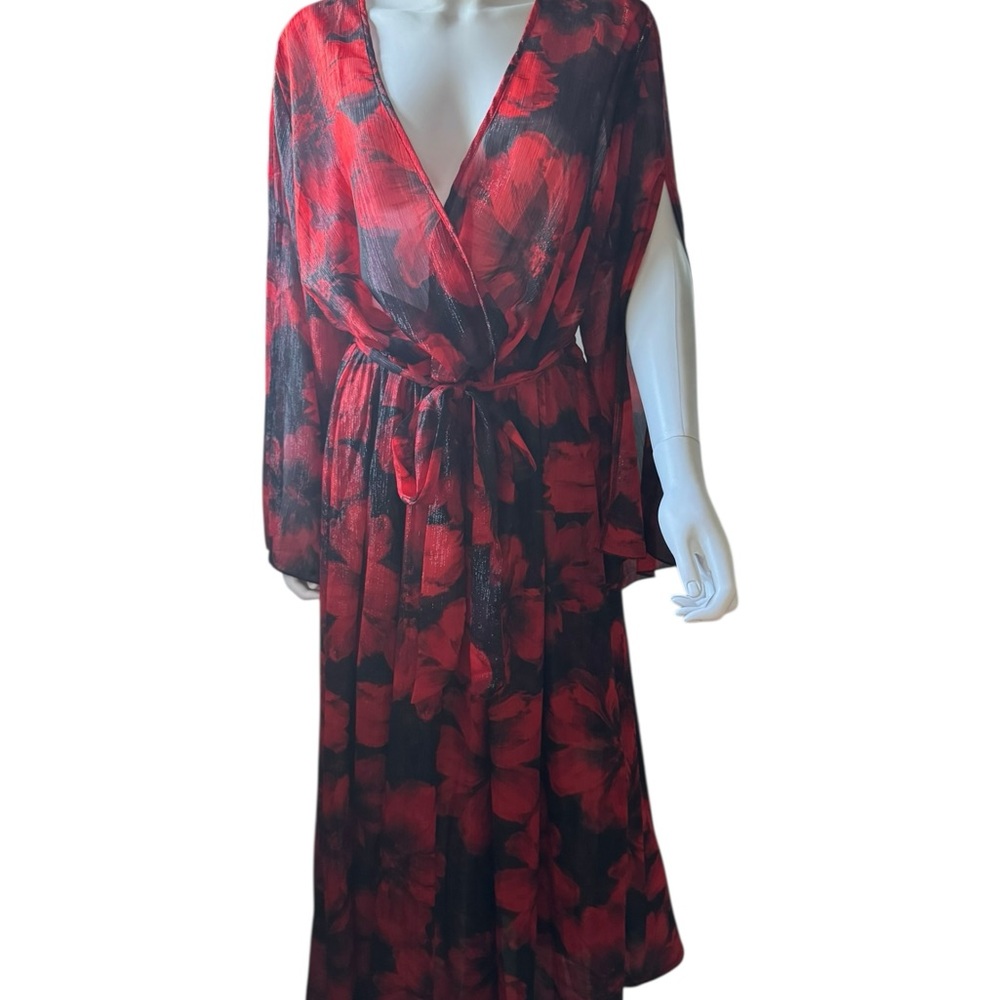Enfocus Studio Red and Black Floral Maxi Dress